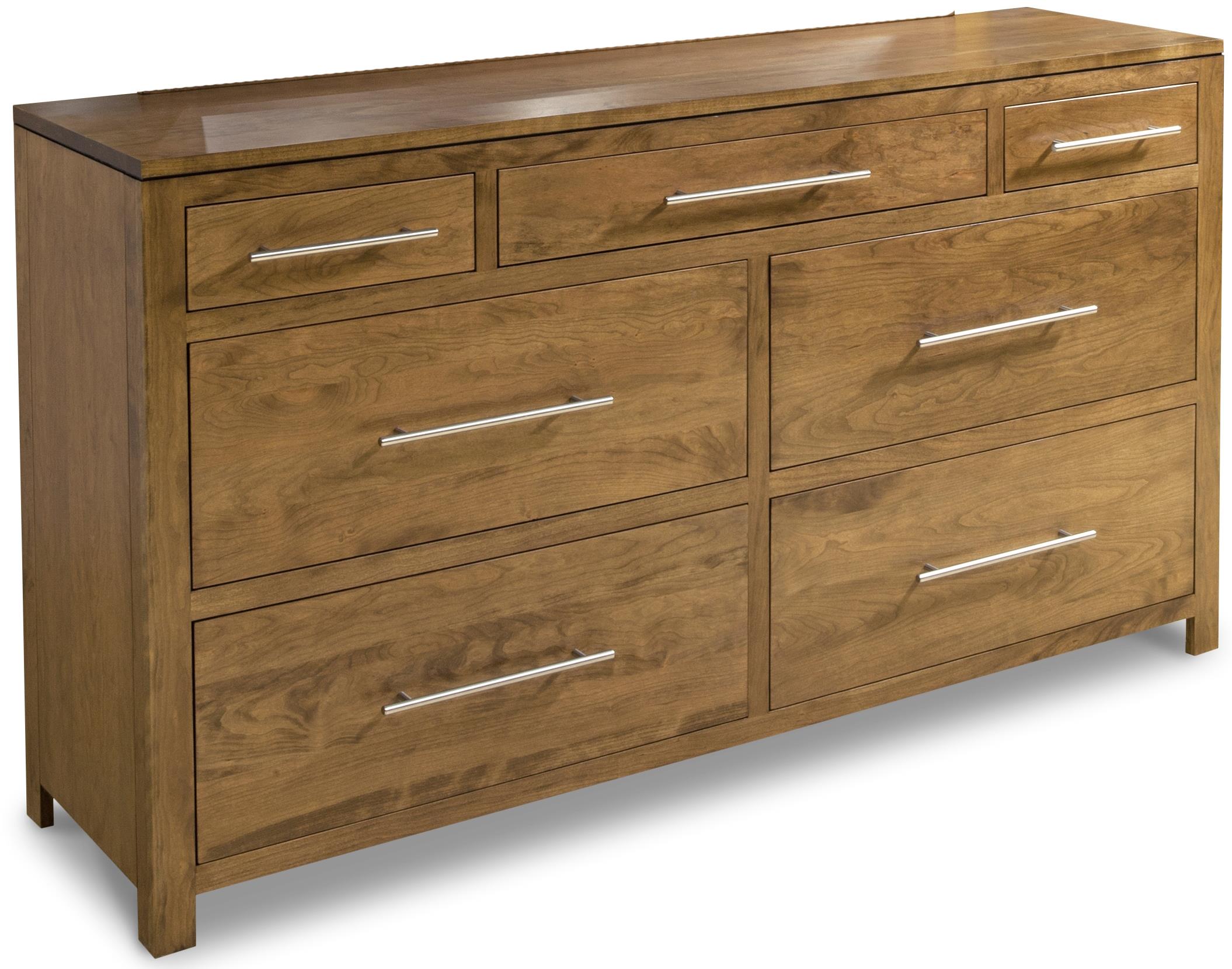 Daniels Amish Modern 7Drawer Double Dresser with Floating, Zero